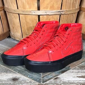 Vans Sk8-Hi Platform 2 David Bowie Ziggy Stardust Red Patent Sneaker Womens 6.5